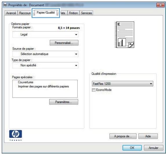 HP LASERJET PRO 400 M425 - Imprimer la première ou la dernière page sur un papier différent (Windows) - 2