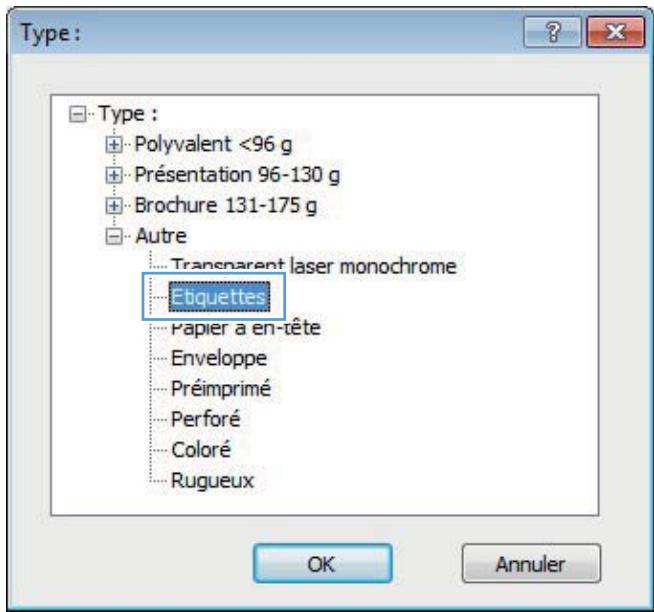 HP LASERJET PRO 400 M425 - Sélectionner le type de papier (windows) - 5
