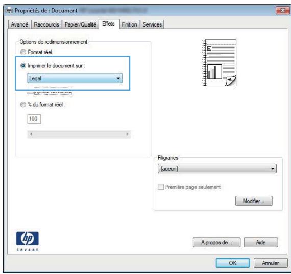 HP LASERJET PRO 400 M425 - Mettre un document à l'échelle du papier (windows) - 3