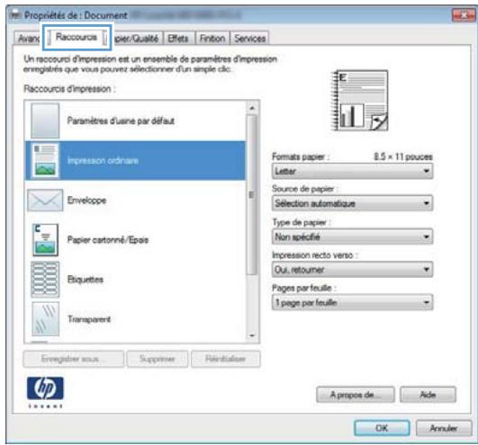 HP LASERJET PRO 400 M425 - Utiliser un raccourci d'impression (windows) - 2
