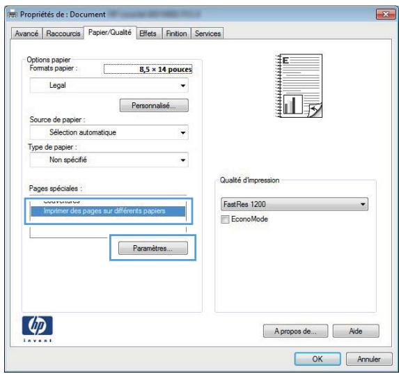 HP LASERJET PRO 400 M425 - Imprimer la première ou la dernière page sur un papier différent (Windows) - 3