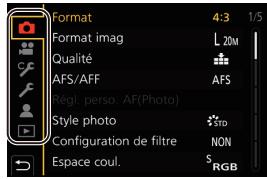 PANASONIC LUMIX G9 - Appuyez sur / pour sélectionner un menu, comme [o]. - 2