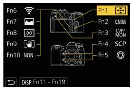 PANASONIC LUMIX G9 - Appuyez sur / pour sélectionner la touche fonction à laquelle vous désirez attribuer une fonction, puis appuyez sur [menu/set] - 1