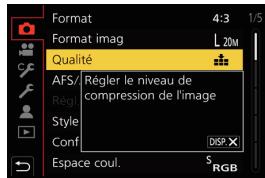 PANASONIC LUMIX G9 - Pour afficher le(descriptor des éléments du menu) - 1