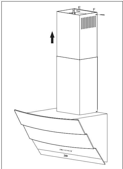 BEKO HCA62640B - Installatie van rookkanaal van de afzuigkap - 2