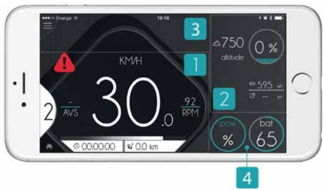 Orange 18:18 3 750 0% altitude 1 2 AVS 30.0 92 RPM 595 km 2 DOW % bat 65 00:00:00 0.0 km 4