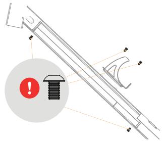 Diagram illustrating a mechanical assembly with a warning icon and labeled components