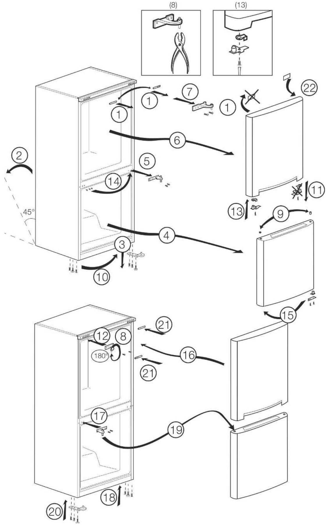 BEKO RCNA355E21PT - Réversibilité des portes - 1