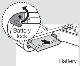 SAMSUNG VLUU NV100HD - Remove the battery and memory card - 2