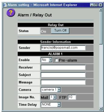 SAMSUNG SNS-110P - Configuration de la sortie Alarme/Relais - 1