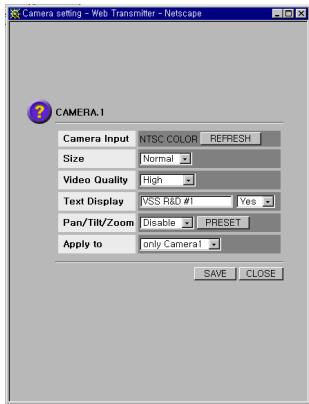 SAMSUNG SNS-110P - Configuración de cármara - 1