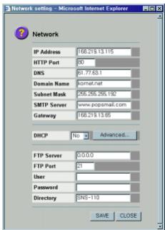 SAMSUNG SNS-110P - Configuración de la Red - 1