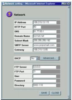 SAMSUNG SNS-110P - Configuration Réseau - 1