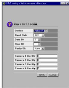 SAMSUNG SNS-110P - Configuración de PAN/TILT/ZOOM - 1