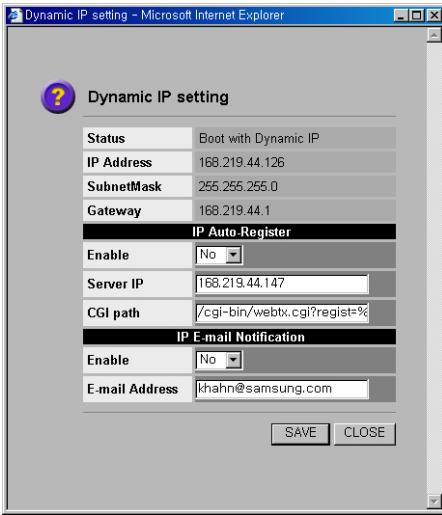 SAMSUNG SNS-110P - Configuration par navigateur - 1