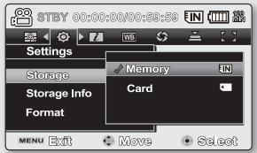 SAMSUNG VP-MX20 - Sélection du support de stockage - 2