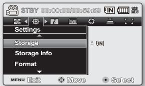 SAMSUNG VP-MX20 - Sélection du support de stockage - 1