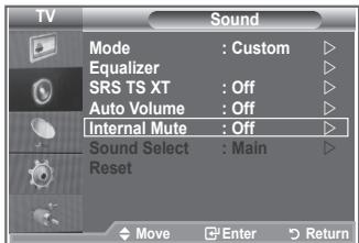 SAMSUNG LE46N86BD - Selecting the Internal Mute - 1