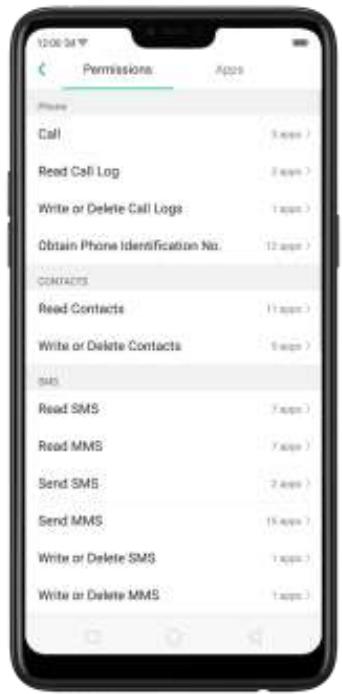 OPPO Find X - 11,3. Permissions d'application - 2