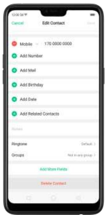 OPPO Find X - 6,2. Modifier et supprimer un contact - 7