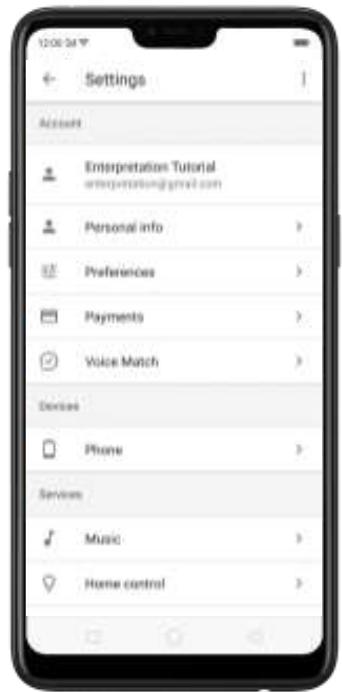 OPPO Find X - Paramètres de l'assistant google : - 2