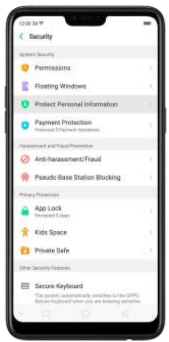 OPPO Find X - Protégier les informations personnelles - 1