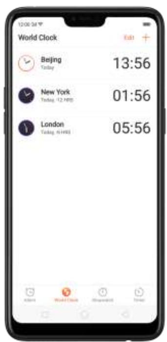 OPPO Find X - 8,2. Ajouter et visualiser les horloges à travers le monde - 1