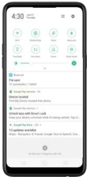 OPPO Find X - Centre de contrôle, notification et barred'état - 2
