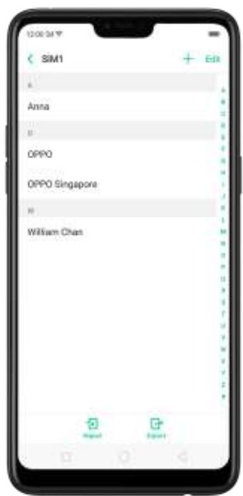 OPPO Find X - 6,3. Importer et exporter les contacts - 5
