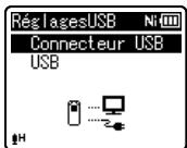 OLYMPUS WS 811 - Appuyez sur la touche + ou - pour désirer [connecteur USB] ou [USB]. - 1