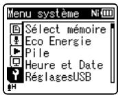 OLYMPUS WS 811 - Appuyez sur la touche + ou - pour choisir l'onglet [menu système] - 1