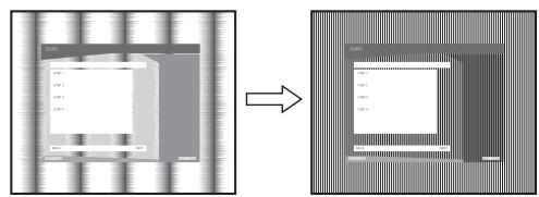 SONY NC - Press the / buttons until the vertical stripes disappear. - 1