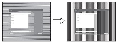 SONY NC - Prima os botões ↓/↑ até que as faixas horizontally fiquem reduzidas ao minimo. - 1