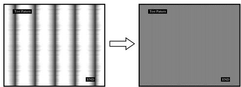 SONY NC - Premere i tasti / sino a far scomparire le strisce verticali. - 1