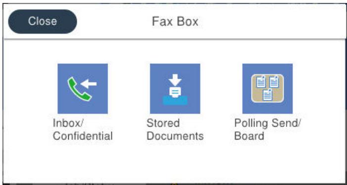 Close Fax Box Inbox/ Confidential Stored Documents Polling Send/ Board