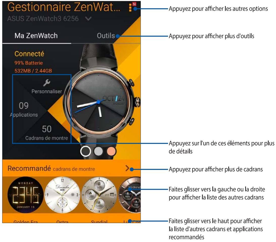 ASUS ZENWATCH 3 BROWN4279549 - Écran d'accueil de l'application zenwatch manager - 1