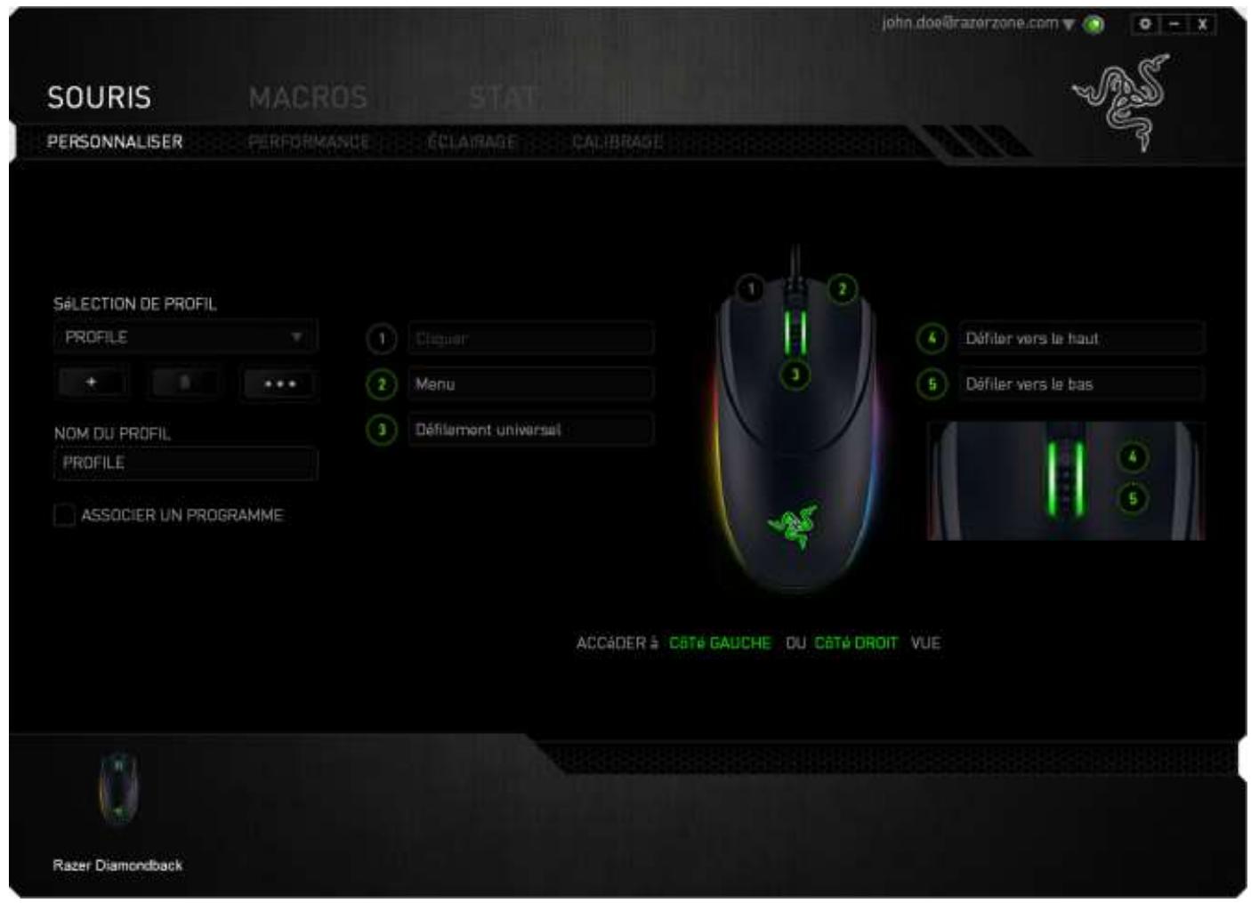 RAZER DIAMONDBACK - Onglet Personnalisation - 1