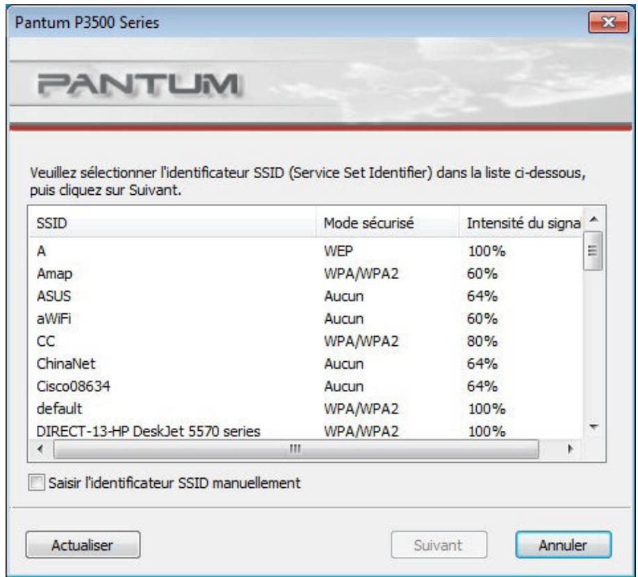 PANTUM P3500DN - 2) Listes des réseaux sans fil - 1