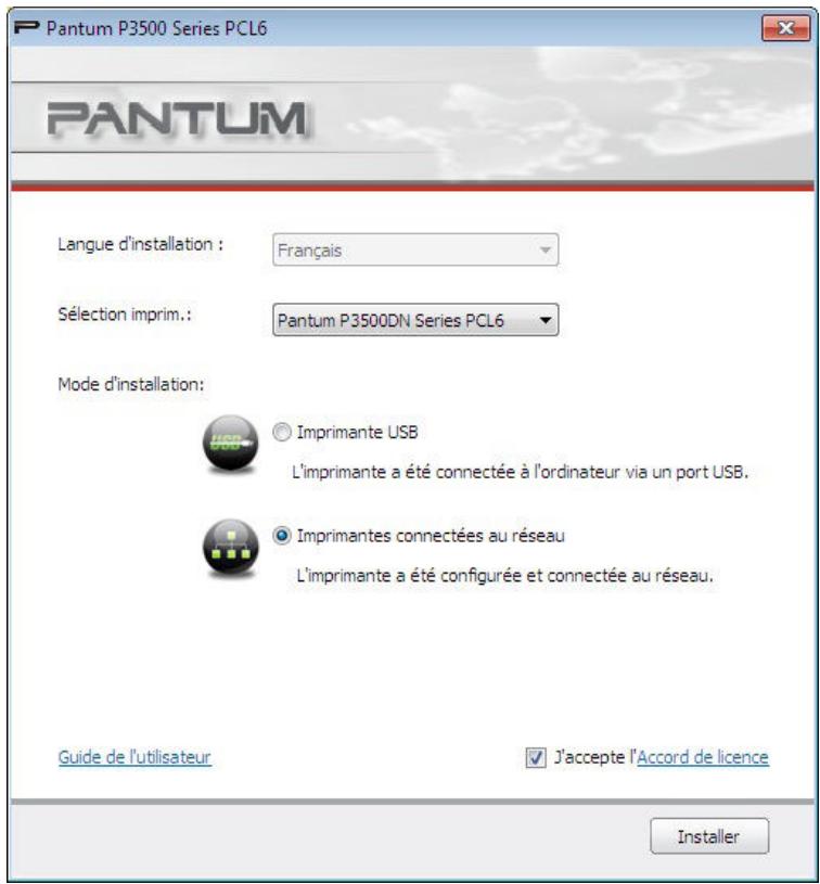PANTUM P3500DN - Installation du modèle réseau câble - 1