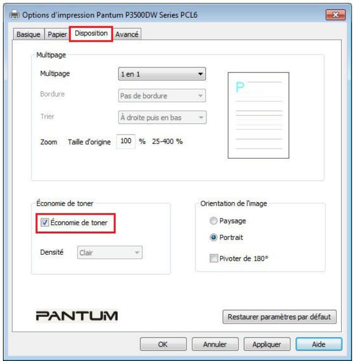 PANTUM P3500DN - Paramètres d'économie de toner - 5