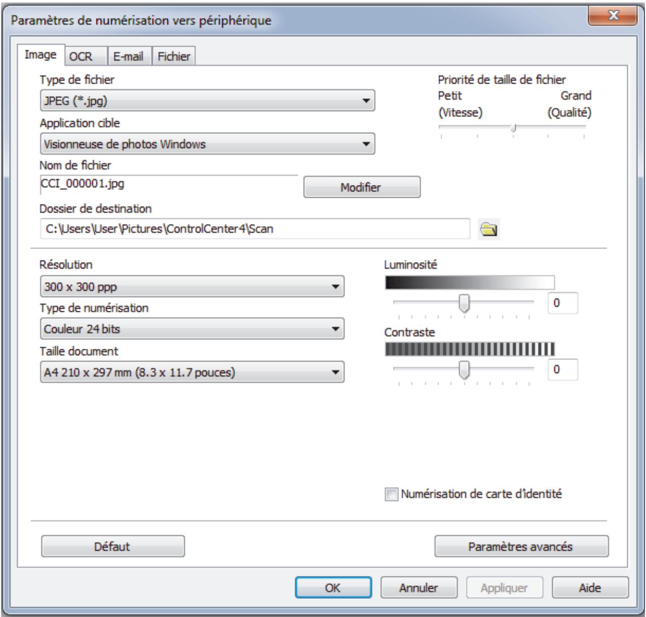 BROTHER MFC-L8690CDW - Modifier les paramètres du bouton Numériser à partir de ControlCenter4 (Windows®) - 1