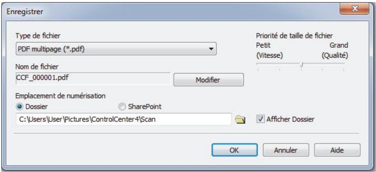 BROTHER MFC-L8690CDW - Enregistrer des données numérisées dans un dossier sous un fichier PDF à l'aide du mode Domicile de ControlCenter4 (Windows®) - 2