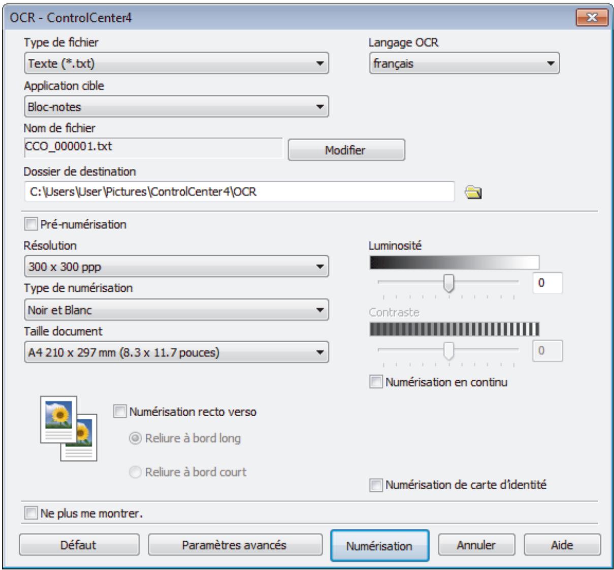 BROTHER MFC-L8690CDW - Numériser vers un fichier texte modifiable (OCR) à l'aide du mode Avancé de ControlCenter4 (Windows®) - 3