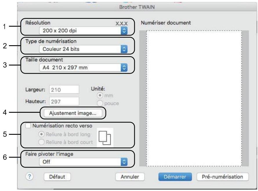 BROTHER MFC-L8690CDW - Paramètres du pilote TWAIN (Mac) - 1