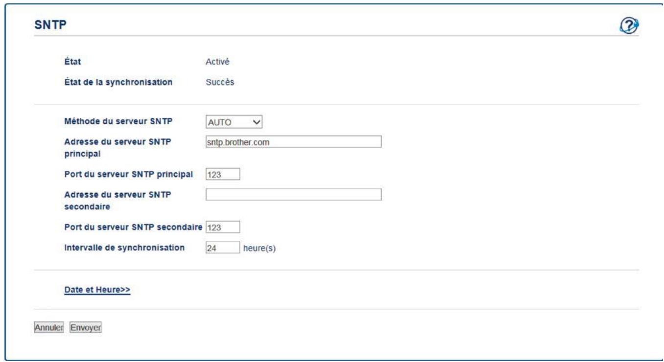 BROTHER MFC-L8690CDW - Configurer le protocole SNTP l'aide de Gestion à partir du Web - 1