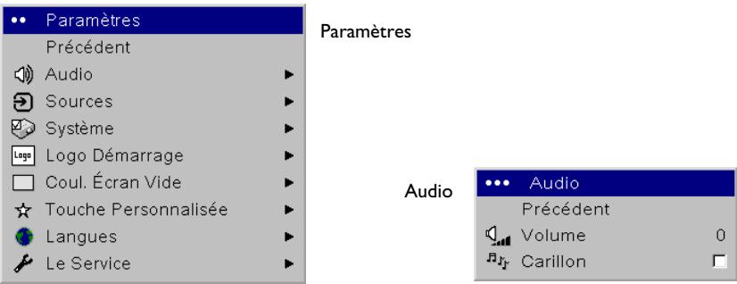 INFOCUS X8 - Menu paramètres - 1