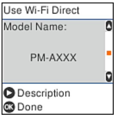 Use Wi-Fi Direct Model Name: PM-AXXX Description Done