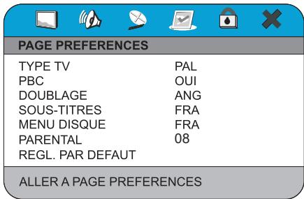 PEEKTON PK 9110 - Menu réglages préférences - 1