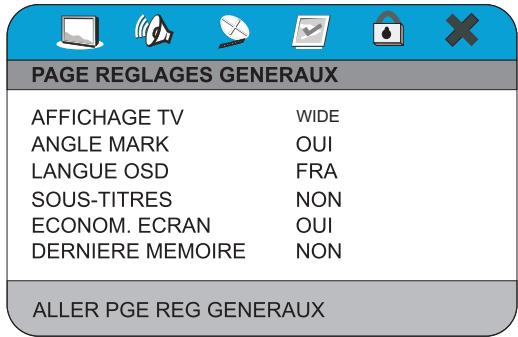PEEKTON PK 9110 - Menu réglages généraux - 1