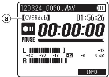 OLYMPUS LS-14 - Quand I'enregistreur est en mode d'arrêt, appuyez sur la touche F3 (OVER DUB). - 1